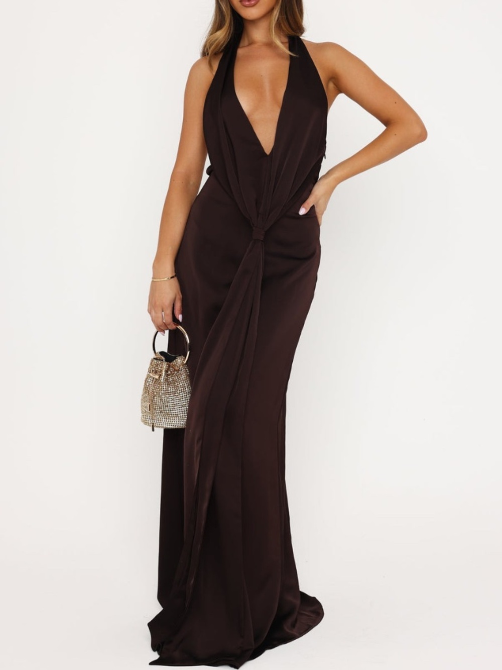 Delicate Delight Maxi Dress Chocolate